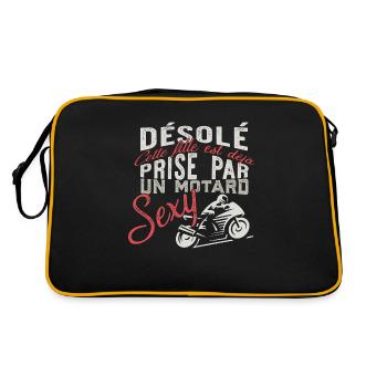 "motard sexy" t-shirt humour moto - Sac Retro - noir/or - Dos