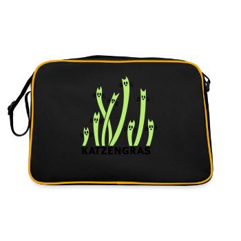 Cat Grass 2 - Retro Bag - black/gold - Back