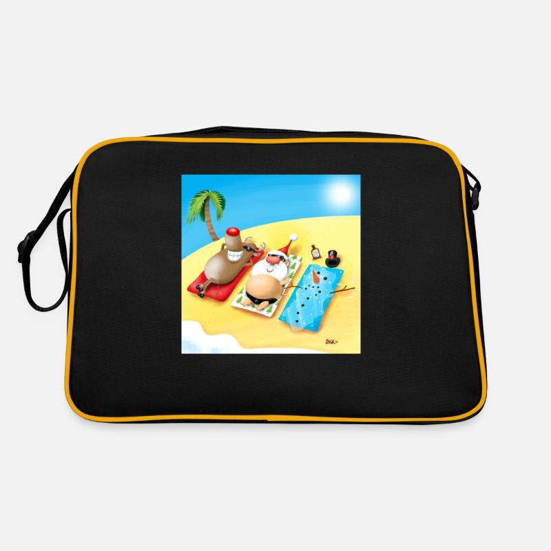 Weihnachts Strand - Retro Tasche - Schwarz/Gold