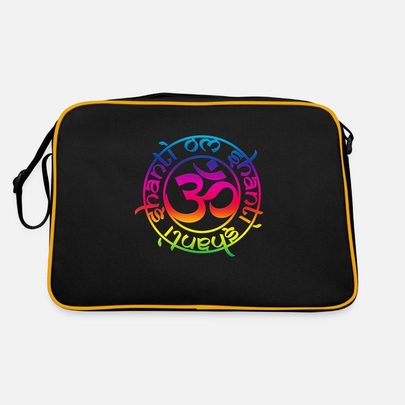 aum_om_shantil_rainbow - Retro Tasche - Schwarz/Gold
