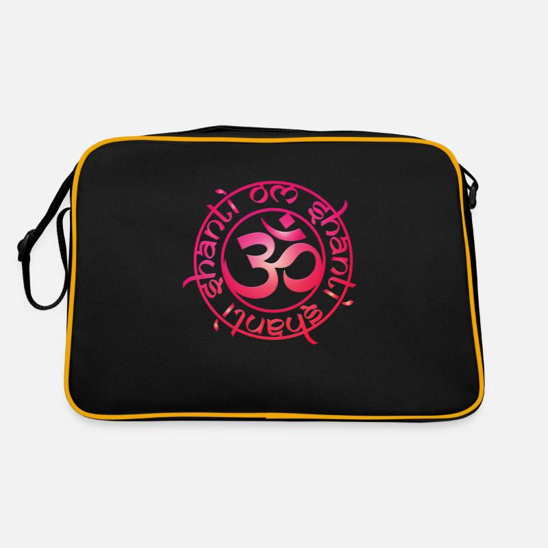 aum_om_shanti_chakra1_muladhara_root - Retro Tasche - Schwarz/Gold