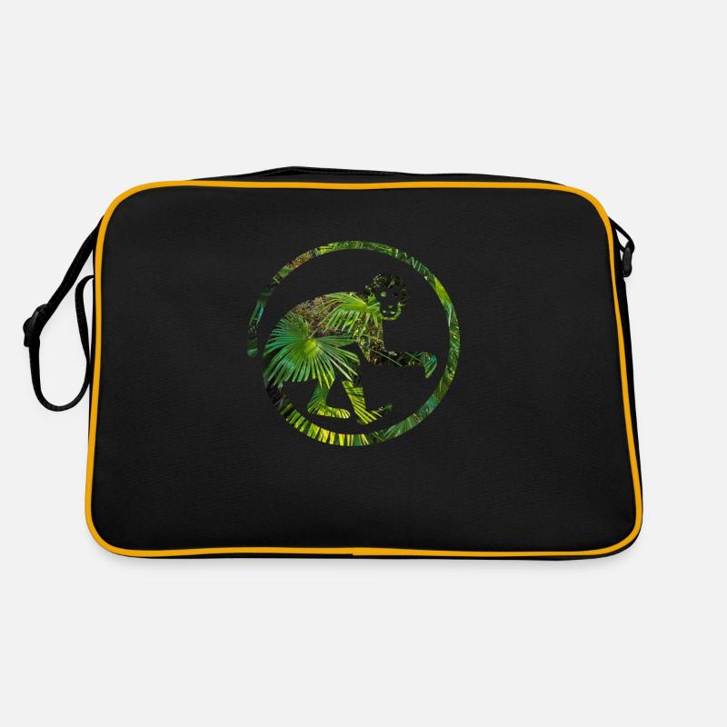 Affe im Dschungel Affen - Retro Tasche - Schwarz/Gold