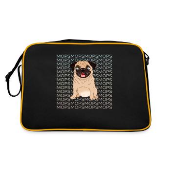 MOPS MOPS MOPS - Retro Tasche - Schwarz/Gold - Hinten