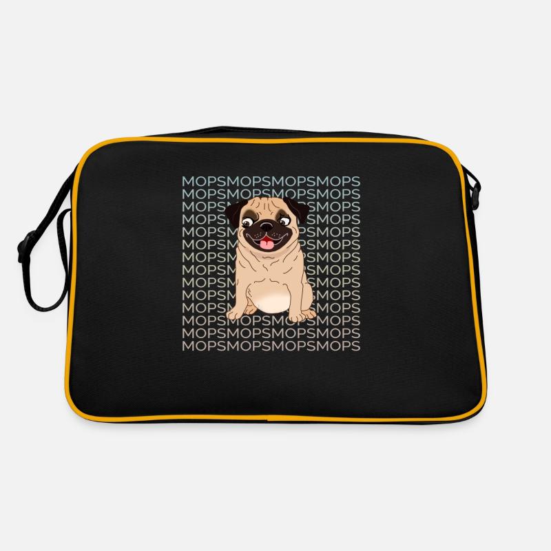 MOPS MOPS MOPS - Retro Tasche - Schwarz/Gold