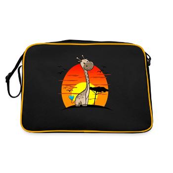 Les gars girafe en Afrique avec coucher de soleil - Sac Retro - noir/or - Dos