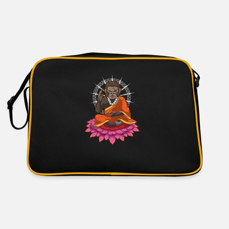 Cadeau de fleur de lotus singe méditant Sac Retro
