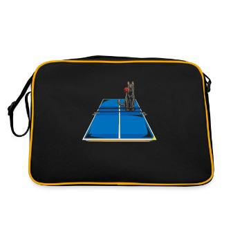 Schäferhund Begleiter Tischtennis Sport Geschenk - Retro Tasche - Schwarz/Gold - Hinten