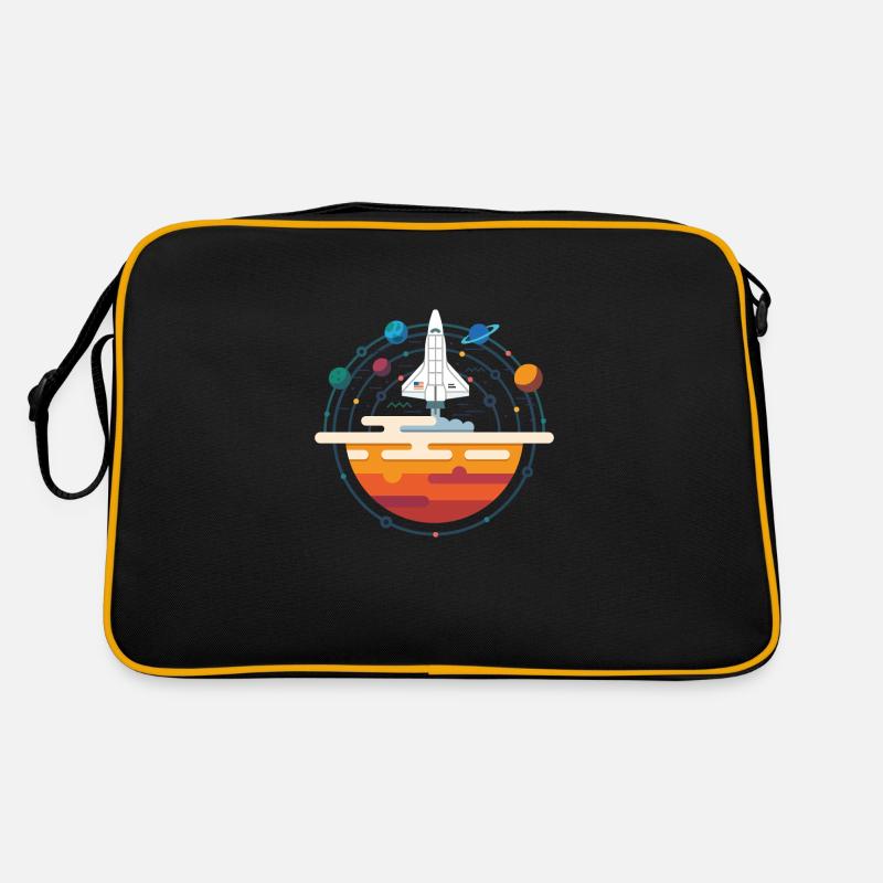 Navette spatiale et système solaire - Sac Retro - noir/or