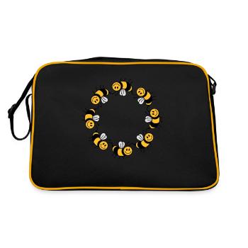 Funny bee circle pattern - Retro Bag - black/gold - Back