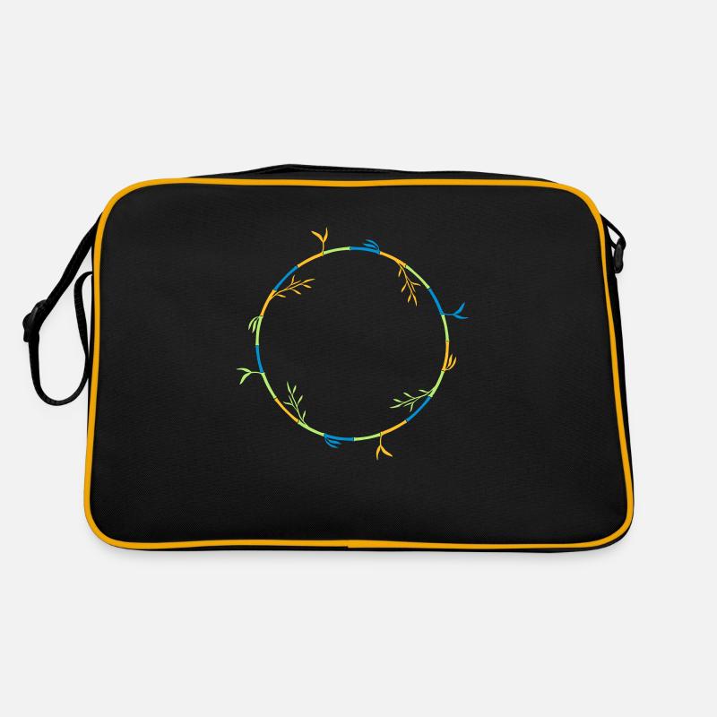 colorful circle ring round long bamboo plant silhouet Retro Bag