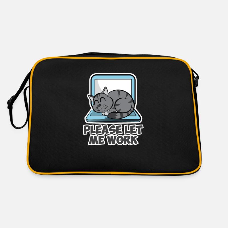 Katze Laptop Computer Let me work Damen Herren Retro Tasche