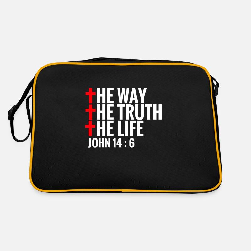 Jesus Cross Jean 14 6 - Sac Retro - noir/or