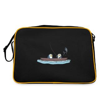 Angler penguins are fishing on the boat gift - Retro Bag - black/gold - Back