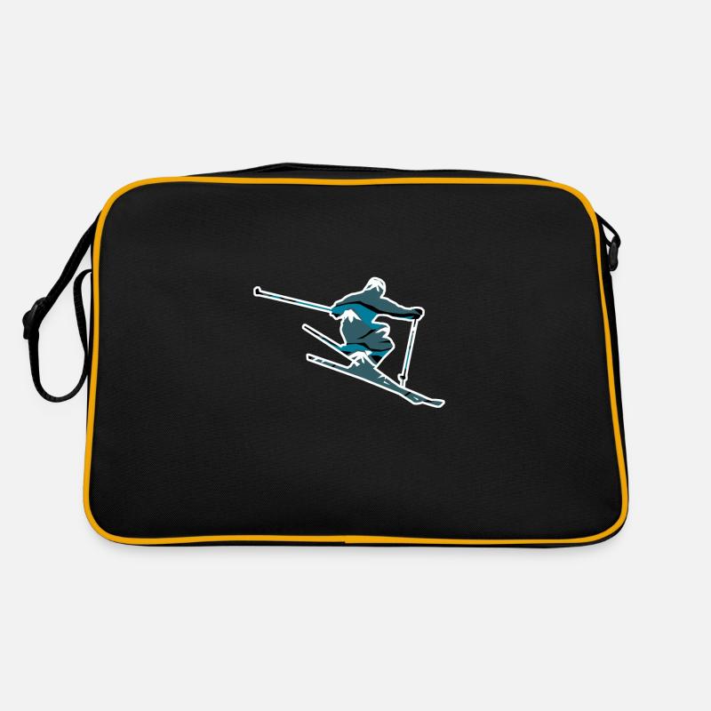 Ski - Retro Tasche - Schwarz/Gold
