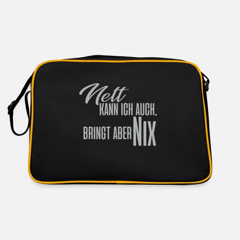Nett Kann Ich auch - Retro Tasche - Schwarz/Gold