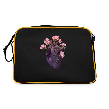 Biologie Anatomisches herz Blumen Pflanzen Life - Retro Tasche - Schwarz/Gold - Hinten