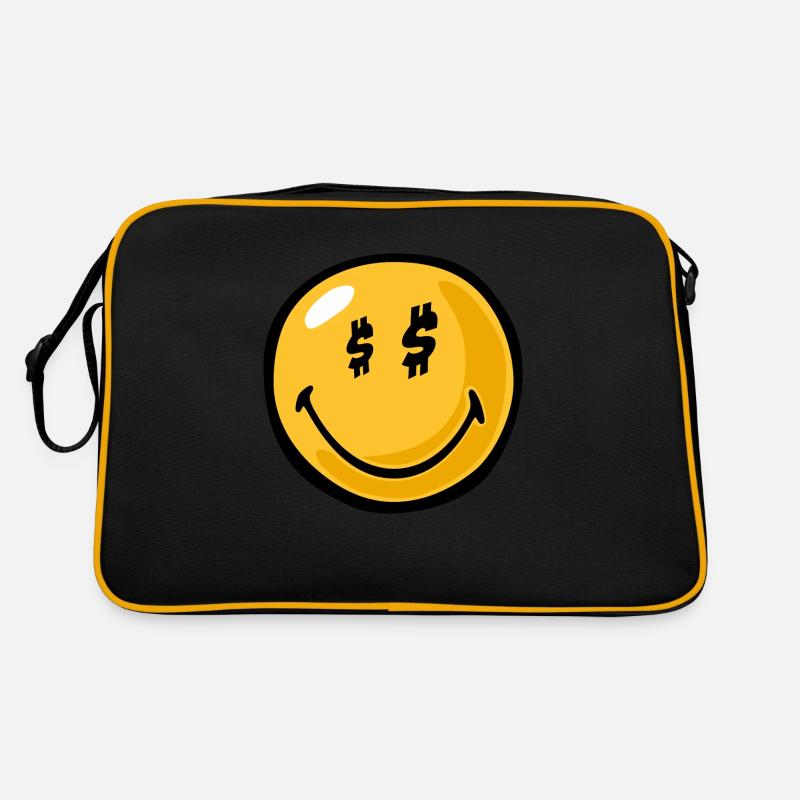 Smiley greed - Retro Tasche - Schwarz/Gold
