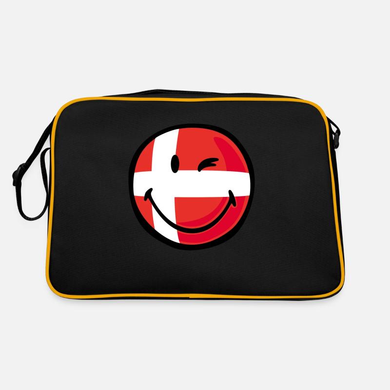 Smiley Flag Denmark - Retro Tasche - Schwarz/Gold
