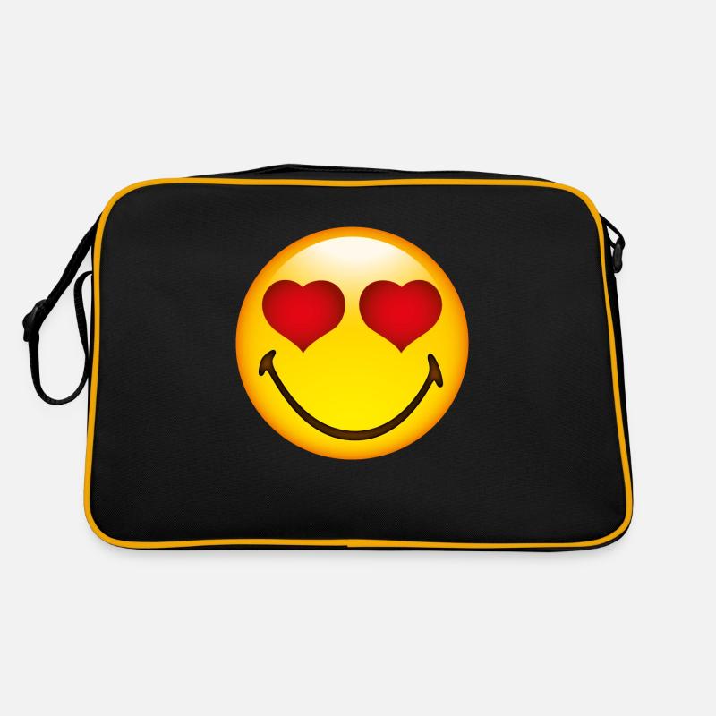 Smiley Heart - Retro Tasche - Schwarz/Gold