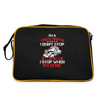 LKW Trucker Fahrer mit coolem Spruch für Trucker - Retro Tasche - Schwarz/Gold - Hinten