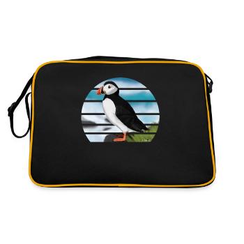 Illustration de conception d'oiseau macareux moine peint - Sac Retro - noir/or - Dos