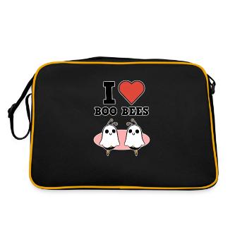Boo Bees - Halloween I Love Boo Bees - Retro Tasche - Schwarz/Gold - Hinten
