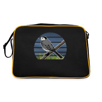 Illustration de conception d'oiseau bergeronnette peinte - Sac Retro - noir/or - Dos