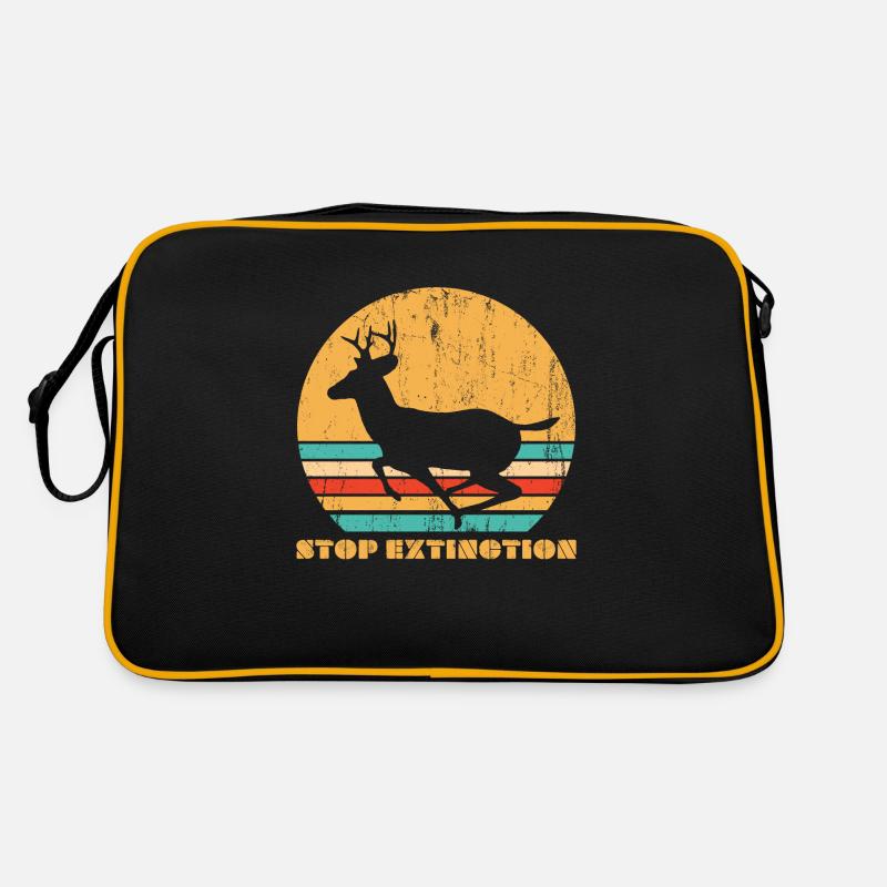 Stop Extinction Reindeer - Retro Tasche - Schwarz/Gold