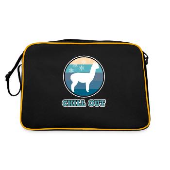 Alpaka für Damen - Chill out mit Winter Alpaka - Retro Tasche - Schwarz/Gold - Hinten