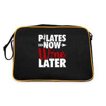 Pilates Wein | Sport Yoga Fitness Workout Geschenk - Retro Tasche - Schwarz/Gold - Hinten