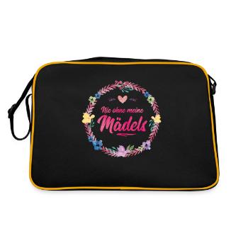 nie ohne meine maedels blumen - Retro Tasche - Schwarz/Gold - Hinten