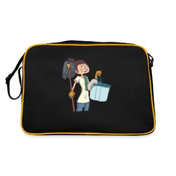 Femme de ménage avec une vadrouille et un seau - Sac Retro - noir/or - Dos