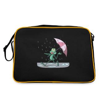 Funny frog in the rain with umbrella - Retro Bag - black/gold - Back