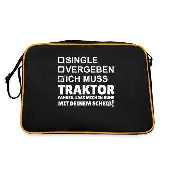 Ich muss Traktor fahren. Lass mich in RUHE - Retro Tasche - Schwarz/Gold - Hinten
