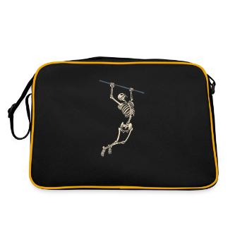 Skelett an der Klimmzugstange Fitness Sport - Retro Tasche - Schwarz/Gold - Hinten