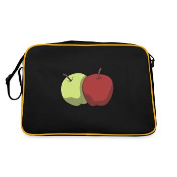 Roter und grüner Apfel - Retro Tasche - Schwarz/Gold - Hinten