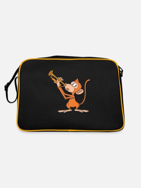 Monkey plays the trumpet - Retro Bag - black/gold