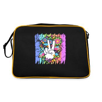 Hippie Peace Rainbow | Hippies 60s gifts - Retro Bag - black/gold - Back