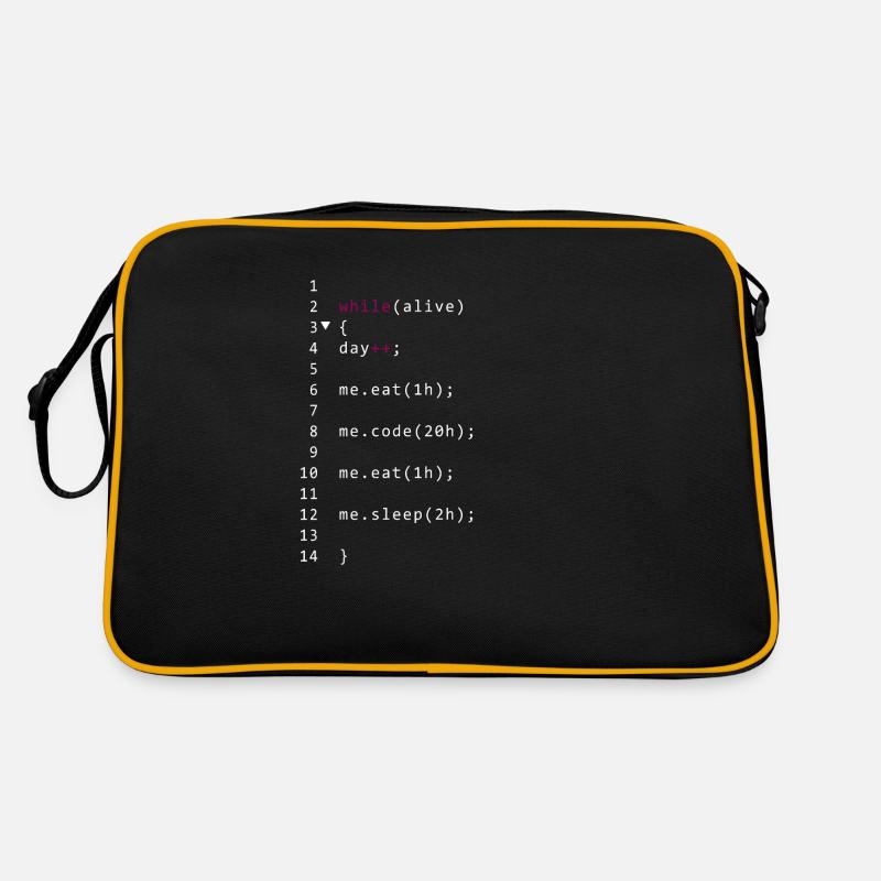 Lebendiger Code - Retro Tasche - Schwarz/Gold