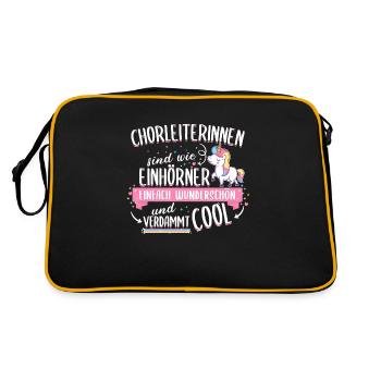 Chorleiter Chorleiterin Chor Einhorn Spruch - Retro Tasche - Schwarz/Gold - Hinten