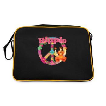 Tenue hippie | Hippies 60s Peace Gift Ideas - Sac Retro - noir/or - Dos
