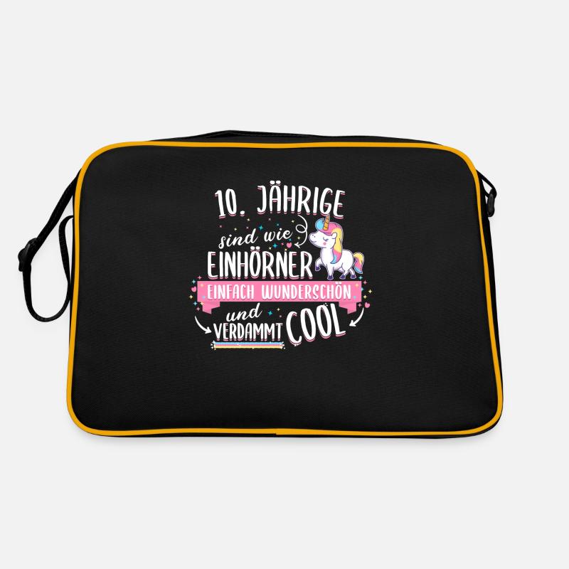 Geburtstag 10 Geburtstag Einhorn Spruch Party - Retro Tasche - Schwarz/Gold