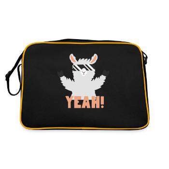 Cooles Lama - Retro Tasche - Schwarz/Gold - Hinten