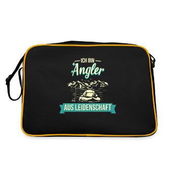 Angler Angeln Fischer Fischen Spruch - Retro Tasche - Schwarz/Gold - Hinten