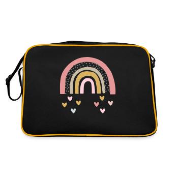Rainbow with raindrops as a heart shape - Retro Bag - black/gold - Back
