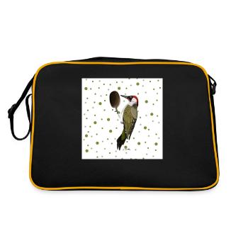 Green woodpecker bird gift women men children - Retro Bag - black/gold - Back