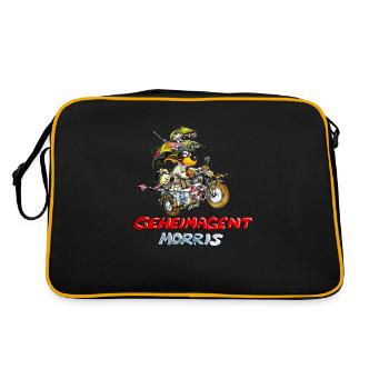 Geheimagent Morris mit Team und Motorrad - Retro Tasche - Schwarz/Gold - Hinten