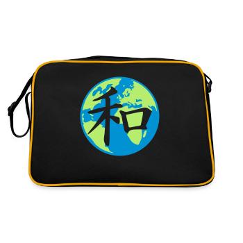 Signe japonais paix dans le monde - Sac Retro - noir/or - Dos