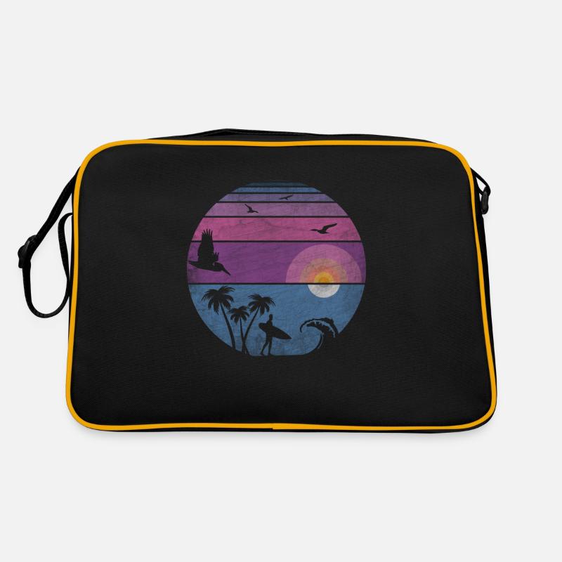 surf au coucher du soleil - Sac Retro - noir/or