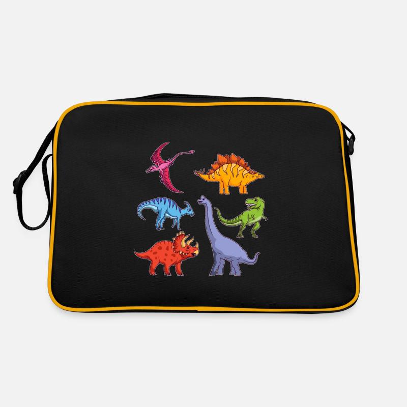 Stegosaurus Dino Dinosaurier Urzeit Geschenk - Retro Tasche - Schwarz/Gold